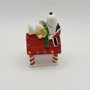 Peanuts Snoopy & Woodstock on Rooftop Doghouse Christmas Ornament Rubber 2 1/2"